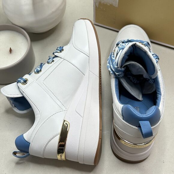 Michael Kors Georgie Trainer Leather Lace Up Sneakers French Blue Women 10M NWB - Picture 6 of 10